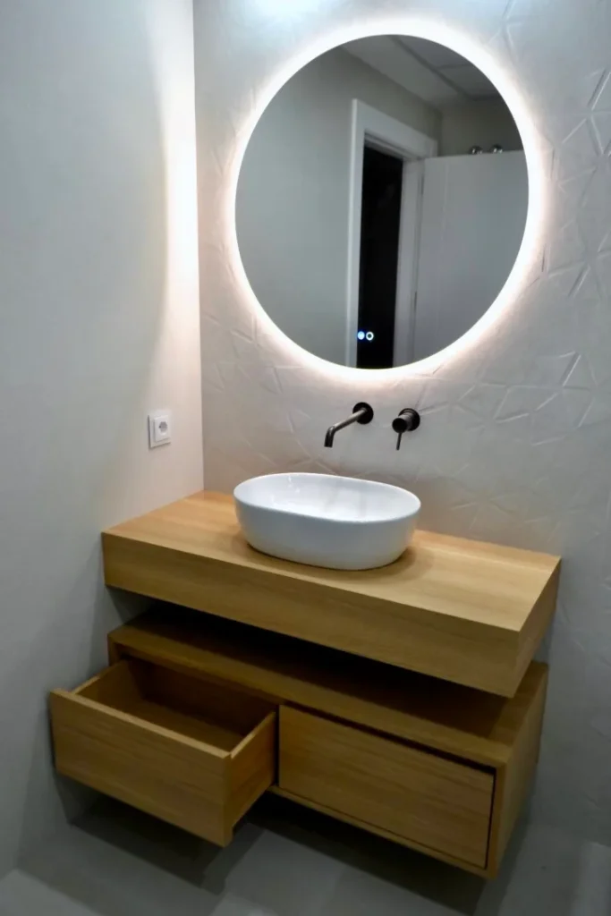 Lavabo con cajones y espejo